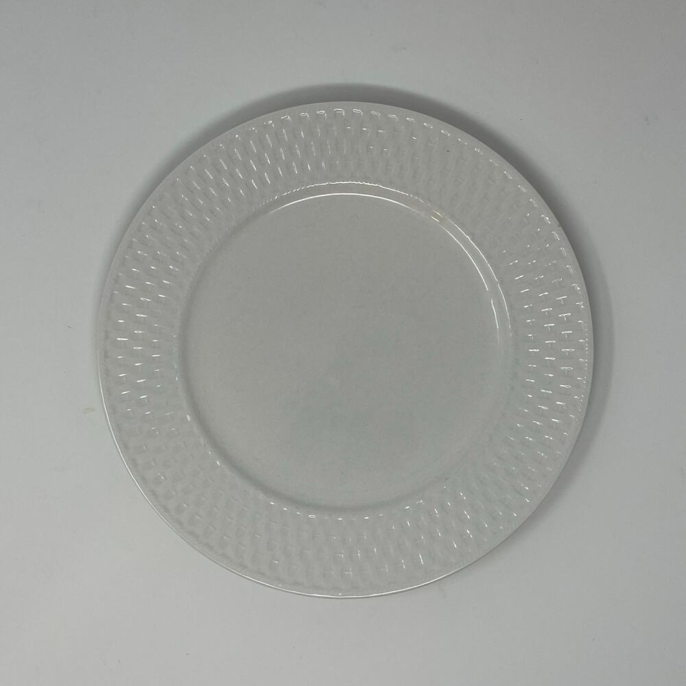 Lot of 4 Pfaltzgraff Traditions Basket Weave All White Dinner Plates 11”